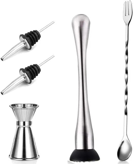 Professional Bar Tools,Stainless Steel Stir Bar Tool, Cocktail Stir Bar Mixing Spoon, Cocktail Picks, Mojito Stir Bar Tool Kit