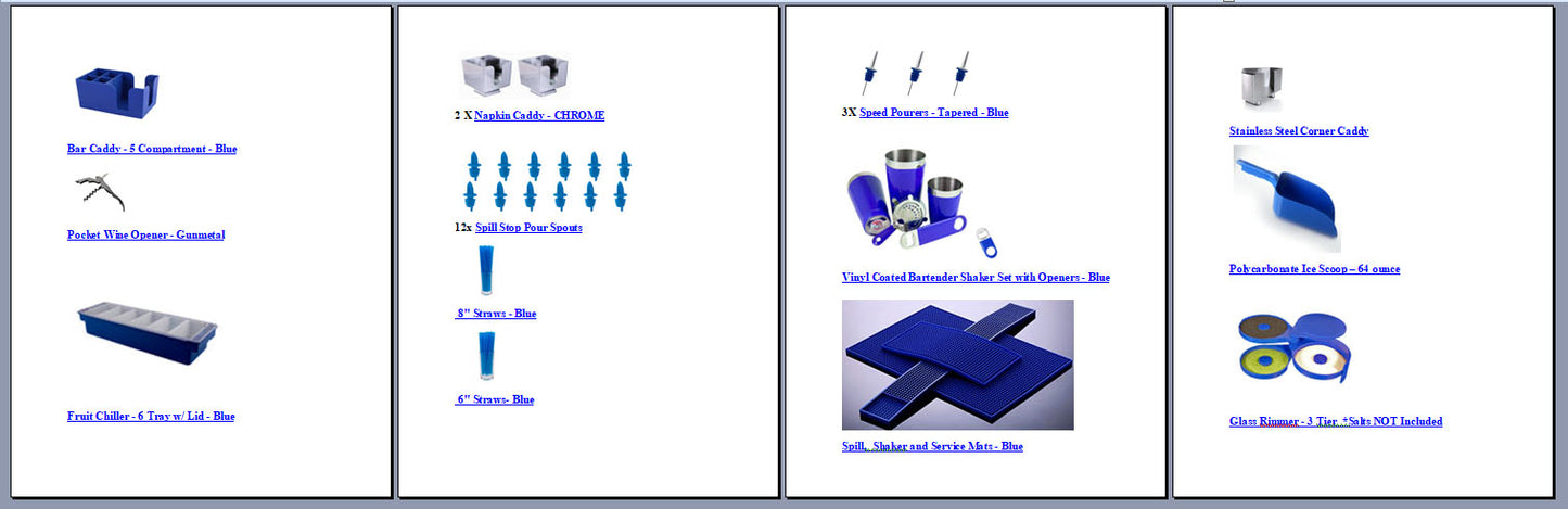 Designer Blue Complete Bartender Station Kit