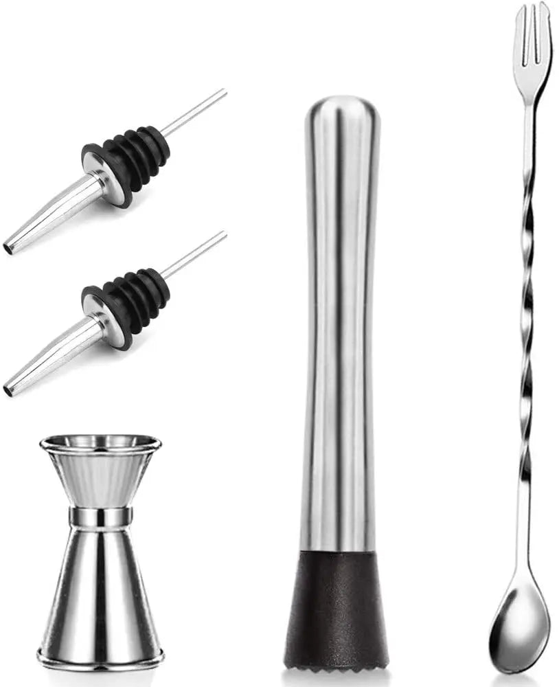Professional Bar Tools,Stainless Steel Stir Bar Tool, Cocktail Stir Bar Mixing Spoon,  Cocktail Picks, Mojito Stir Bar Tool Kit