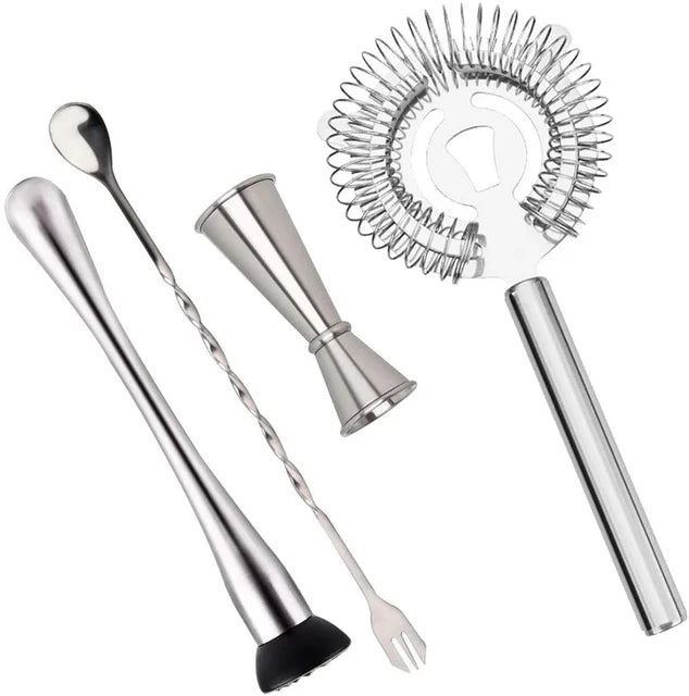 Professional Bar Tools,Stainless Steel Stir Bar Tool, Cocktail Stir Bar Mixing Spoon,  Cocktail Picks, Mojito Stir Bar Tool Kit