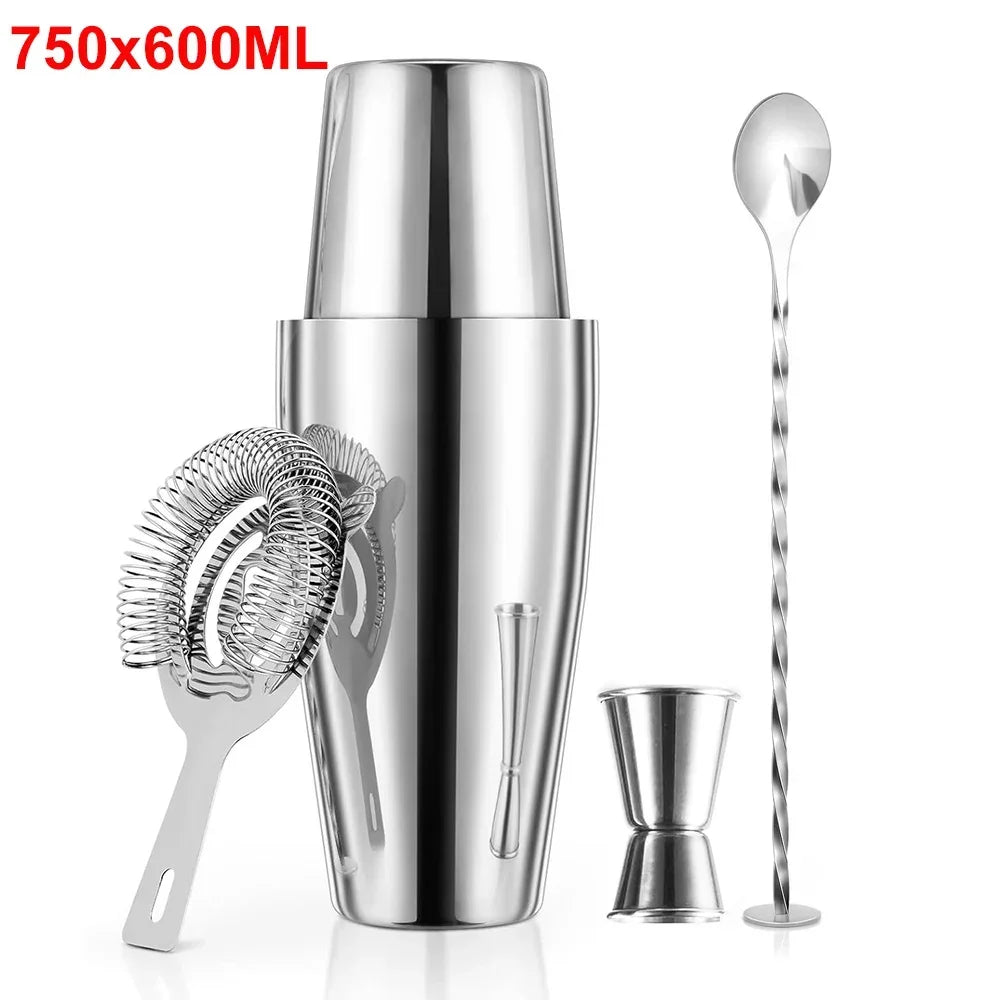 4/5pcs Professional Boston Cocktail Shaker Set Cocktail Mixer Martini Cocktail Shaker Bar Set Stainless Steel Bartender Wine Cup
