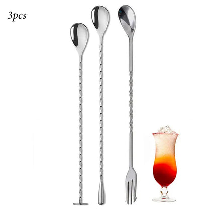 Professional Bar Tools,Stainless Steel Stir Bar Tool, Cocktail Stir Bar Mixing Spoon,  Cocktail Picks, Mojito Stir Bar Tool Kit