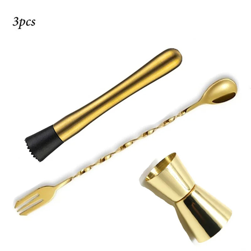 Professional Bar Tools,Stainless Steel Stir Bar Tool, Cocktail Stir Bar Mixing Spoon,  Cocktail Picks, Mojito Stir Bar Tool Kit