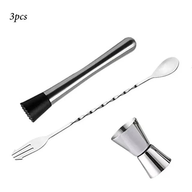 Professional Bar Tools,Stainless Steel Stir Bar Tool, Cocktail Stir Bar Mixing Spoon,  Cocktail Picks, Mojito Stir Bar Tool Kit