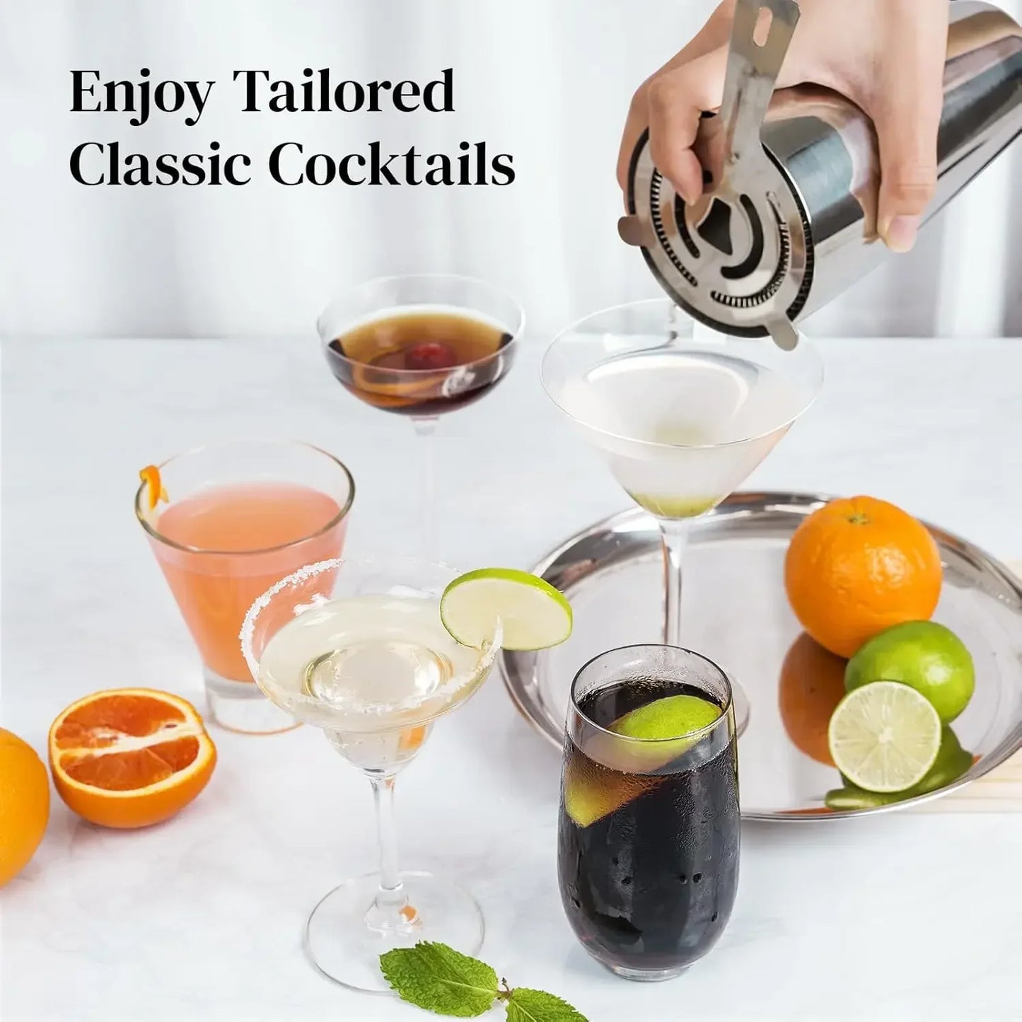 4/5pcs Professional Boston Cocktail Shaker Set Cocktail Mixer Martini Cocktail Shaker Bar Set Stainless Steel Bartender Wine Cup