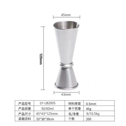Stainless Steel 30/60ml Cocktail Wine Shaker Measure Cup Double Shot Drink Spirit Measure Jigger Kitchen Supplies gadget