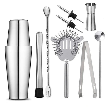 1/6/9/11pcs Boston Shaker Professional Stainless Steel Bartender Wine Cup Cocktail Mixer Martini Cocktail Shaker Bar Set